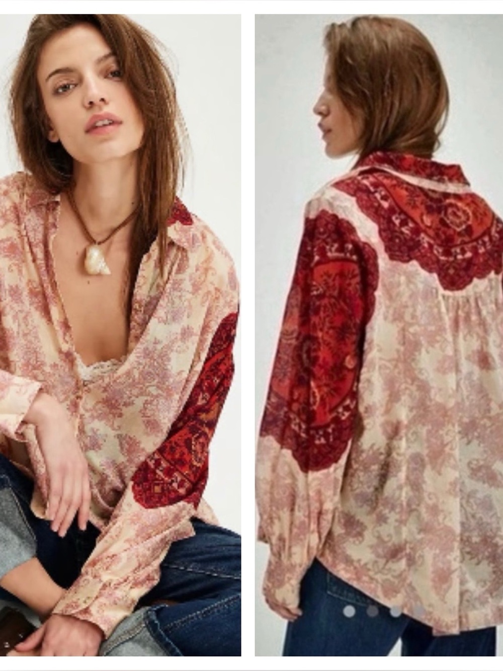 EUC Free People Rose Bud Blouse Floral Blouse in Sz L